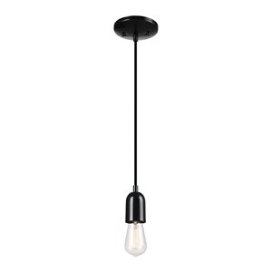 Novogratz x Globe Jaxson 1-Light Pendant Light in Glossy Black Faux Ceramic