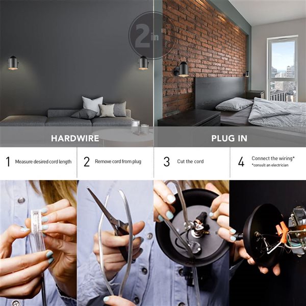 Globe Electric Greyson 1-Light Wall Sconce in Black Matte