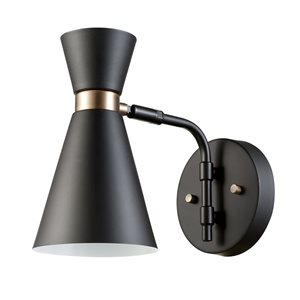 Globe Electric 1-Light Wall Sconce Black and Gold