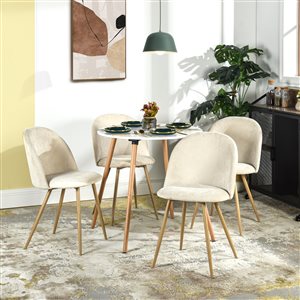 Homy Casa Set of 2 Contemporary Off-White Polyester Fabric Upholstered Side Dining Chairs