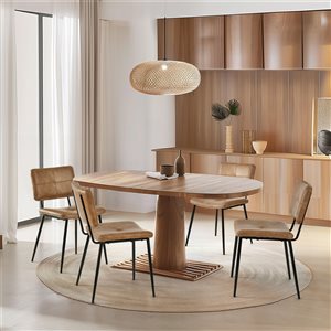 Ensemble de 4 chaises de salle à manger Homy Casa rembourrées en similicuir brun