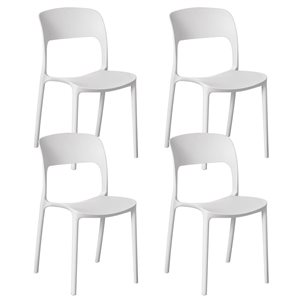 Fabulaxe Set of 4 16.75 x 32 x 23.5-in White Plastic Outdoor Dining Chair with Open Curved Back