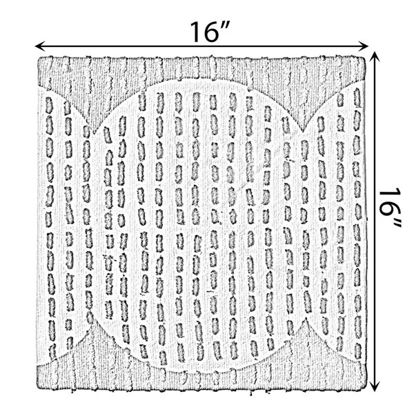 Deerlux 16-in Mustard Handwoven Cotton Throw Pillow Cover with Ribbed Line Dots and Wave Border