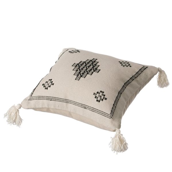 Deerlux 16-in Black & White Throw Pillow Cover with Southwest Tribal Pattern and Corner Tassels