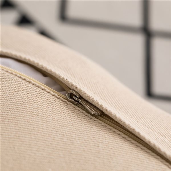 Deerlux 16-in Natural Handwoven Cotton Throw Pillow Cover with Embossed White Dots and Natural Fringed Pattern