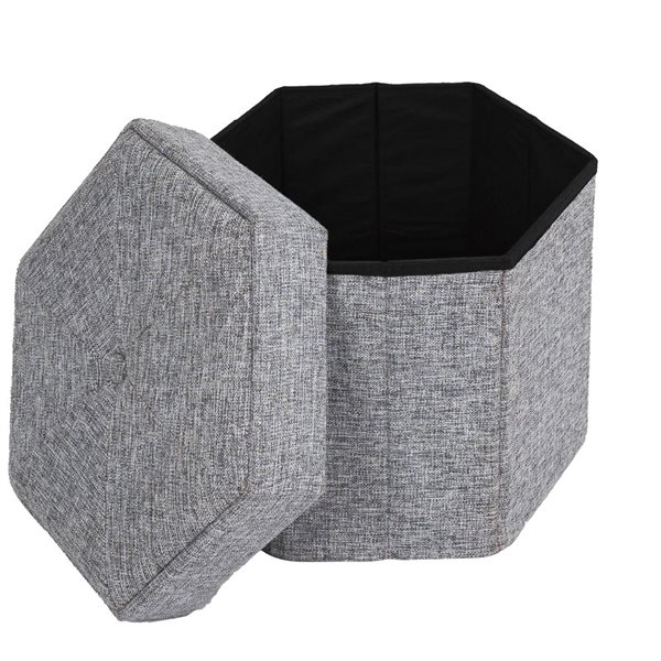 Vintiquewise 17 x 13 x 17-in Decorative Grey Foldable Hexagon Ottoman