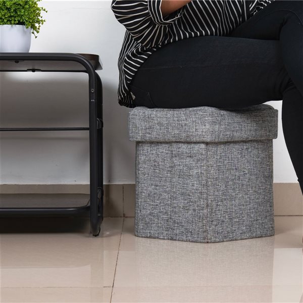 Vintiquewise 17 x 13 x 17-in Decorative Grey Foldable Hexagon Ottoman