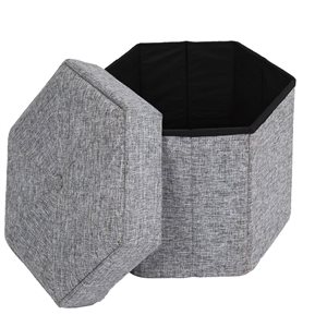 Vintiquewise 21 x 16.5 x 21-in Decorative Grey Foldable Hexagon Ottoman