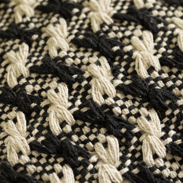 Deerlux 16-in Black & White Handwoven Cotton Throw Pillow Cover with Small Black & White Chevron Pattern