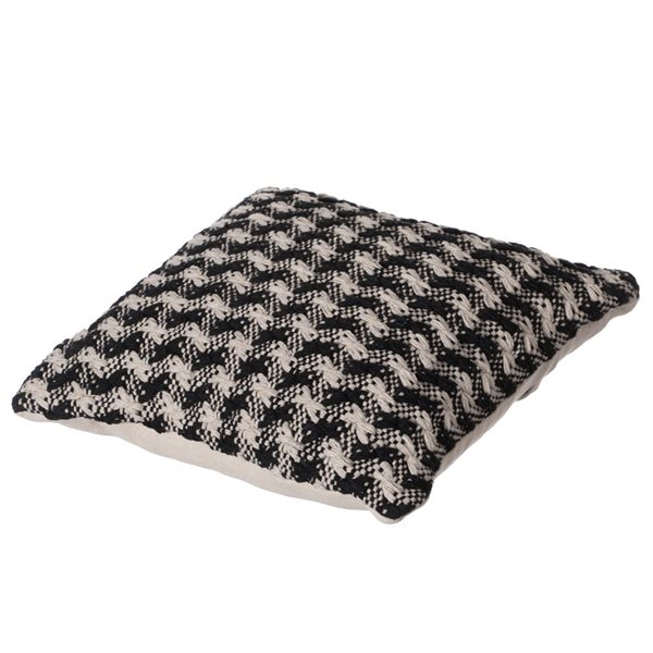 Deerlux 16-in Black & White Handwoven Cotton Throw Pillow Cover with Small Black & White Chevron Pattern