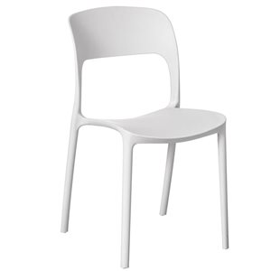 Fabulaxe 16.75 x 32 x 32.5-in White Plastic Outdoor Dining Chair with Open Curved Back