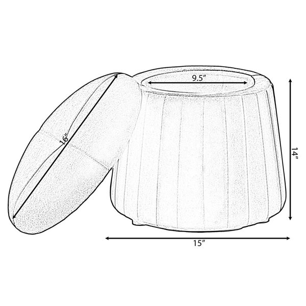 Fabulaxe 16 x 14 x 16-in Tufted Mustard Yellow Velvet Mushroom Shape Storage Ottoman