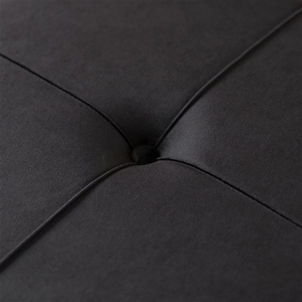 Fabulaxe 20.75 x 16.5 x 20.75-in Round Black Velvet Ottoman Stool with Hairpin Gold Base