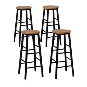 Vintiquewise Set of 4 28-in Wooden Rustic Round Bar Stool with Footrest