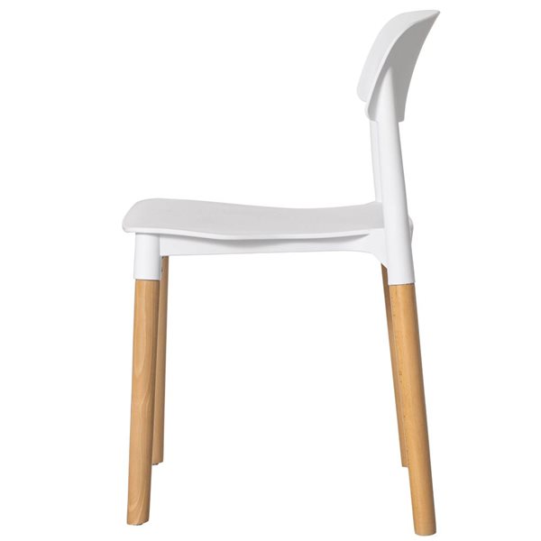 Fabulaxe 19 x 29.25 x 19.75-in White Open Back Plastic Dining Chair with Beech Wood Legs