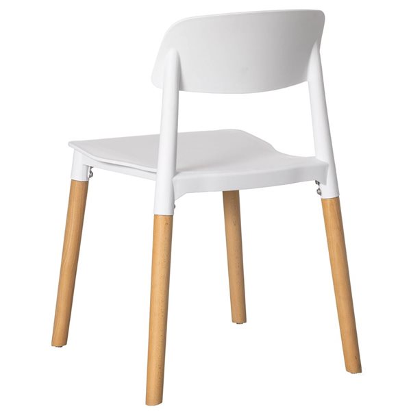 Fabulaxe 19 x 29.25 x 19.75-in White Open Back Plastic Dining Chair with Beech Wood Legs