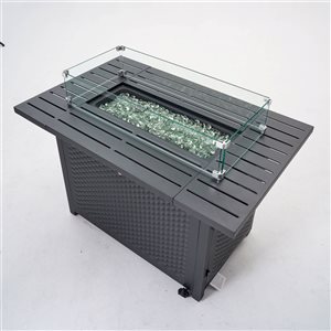 Deko Living 43-in W 50,000 BTU Portable Steel Rectangular Outdoor Propane Gas Fire Pit Table w/ Lava Rock Filler