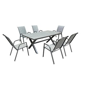 Ensemble de salle à manger pour patio 7 morceaux Deko Living cadre en métal en gris pâle
