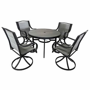 Ensemble de salle à manger pour patio 5 morceaux Deko Living cadre en métal avec chaises pivotantes en noir et gris