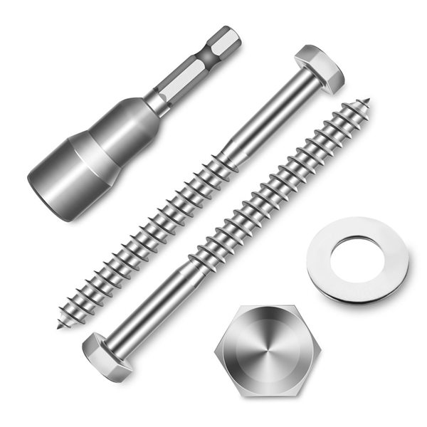 marysino 8-Set 3/8 x 4-in Stainless Steel Heavy-Duty Hex Head Lag Screw Set with Flat Washers