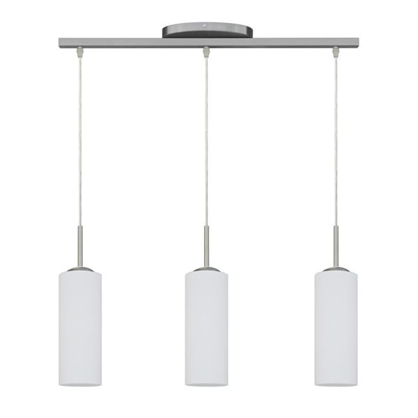 Whitfield Lighting Aaron 3-Light Pendant w/ White Glass - Stainless Steel