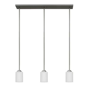 Whitfield Lighting Ariel 3-Light Pendant w/ White Glass - Stainless Steel