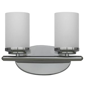 Whitfield Lighting Nesta 2-Light LED Bathroom Vanity Light w/ White Glass - Chrome