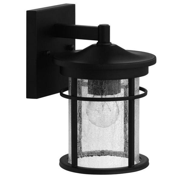 Whitfield Lighting Mica 1-Light LED Outdoor Wall Sconce w/ Crackle Glass - Matte Black