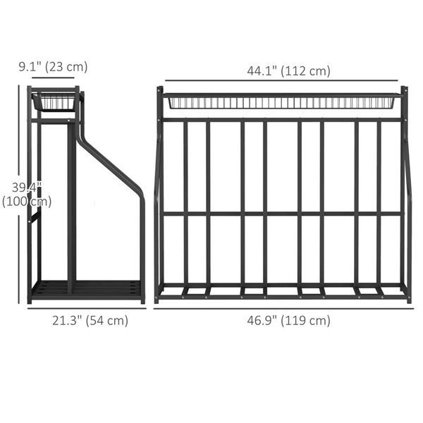 Soozier 4 Bike Rack with Storage Basket and Hooks