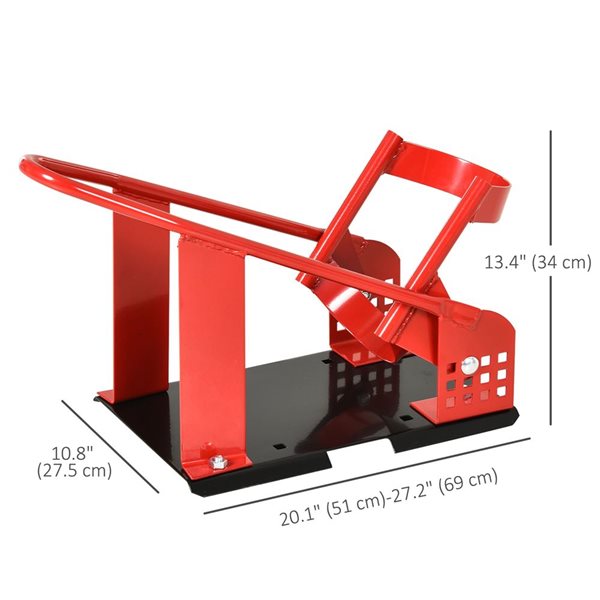 HOMCOM Red Motorcycle Wheel Chock with 12 Adjustable Holes