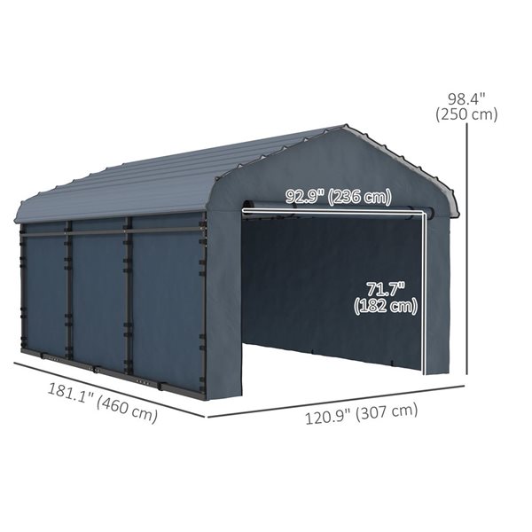 rauto  Outsunny 10 x 15-ft Metal Carport with Removable Sidewalls 84C