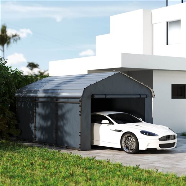 カンコン Outsunny 10 x 15-ft Metal Carport with Removable Sidewalls 84C