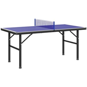 Table de ping-pong mini Soozier bleue de 5 x 2,5 pi avec pieds ajustables