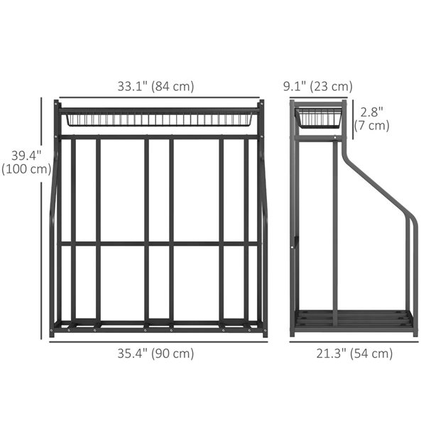 Soozier 3-Bike Rack with Storage Basket and Hooks