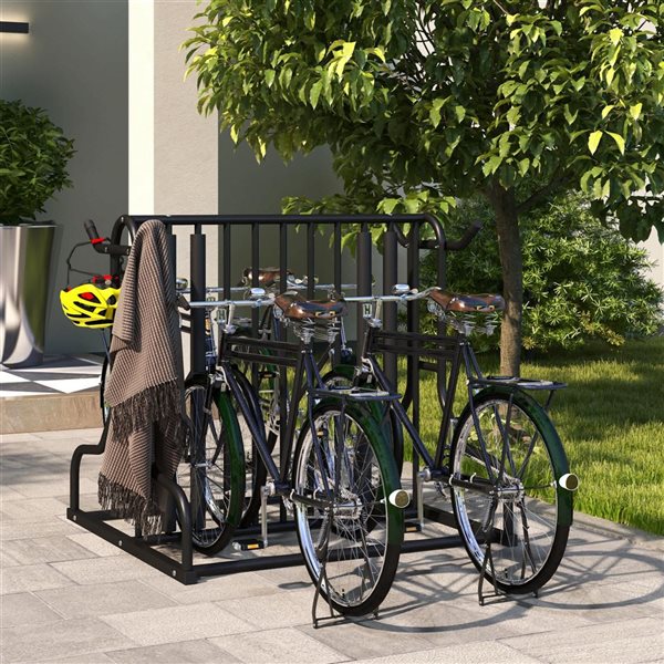 Soozier Double Sided Bike Rack Stand with 4-Bike Capacity
