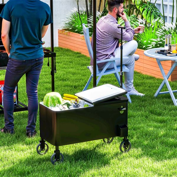 Outsunny 80-Qt Patio Cooler Cart with Bottle Opener