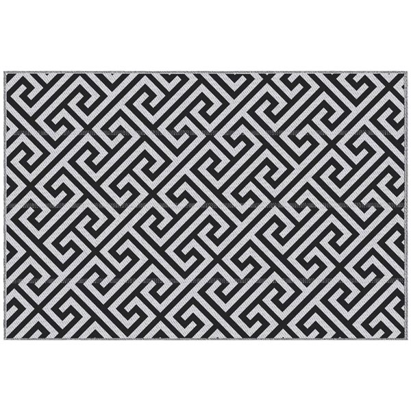 Outsunny Outdoor Reversible Rug 5 x 8-ft - Black/White
