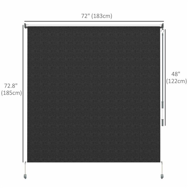 Outsunny 6 x 6-ft Outdoor Roller Shade Patio Blinds - Black