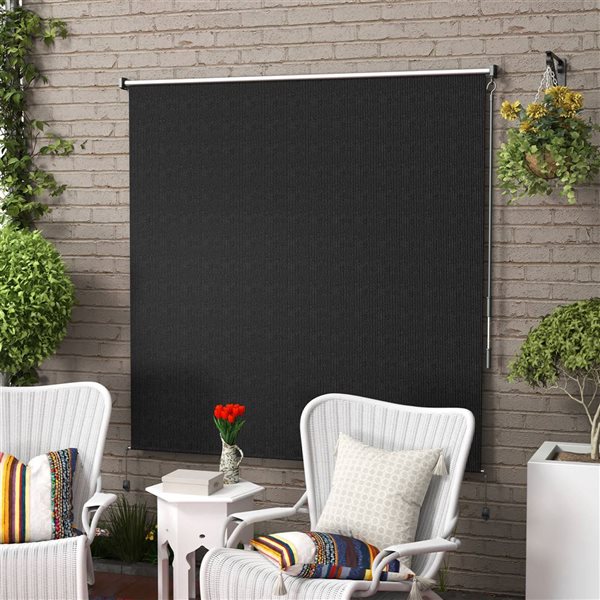Outsunny 6 x 6-ft Outdoor Roller Shade Patio Blinds - Black