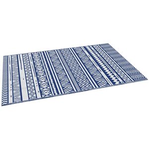 Outsunny Outdoor Rug Reversible RV Mat 6 x 9-ft - Dark Blue/White