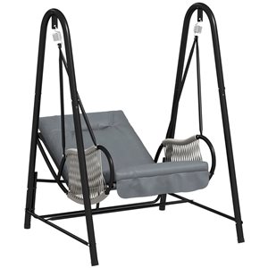 Chaise balançoire d'extérieur Outsunny avec support et coussin douillet, gris
