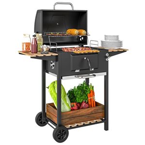 Barbecue au charbon de bois 20 po Outsunny avec bac à charbon ajustable