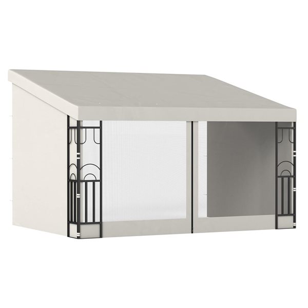 Outsunny 10 x 13-ft Wall Pergola Canopy w/ Curtains and Nettings - Black