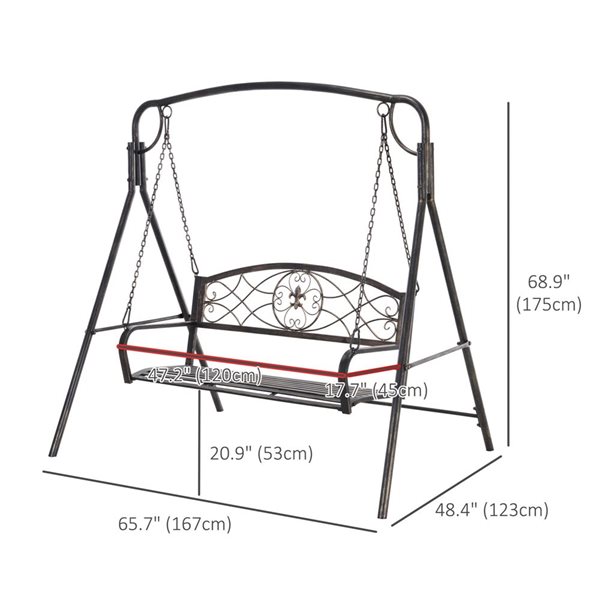 Outsunny 2-Seat Outdoor Swing Bench - Black