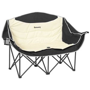Outsunny Double Folding Camping Chair - Khaki