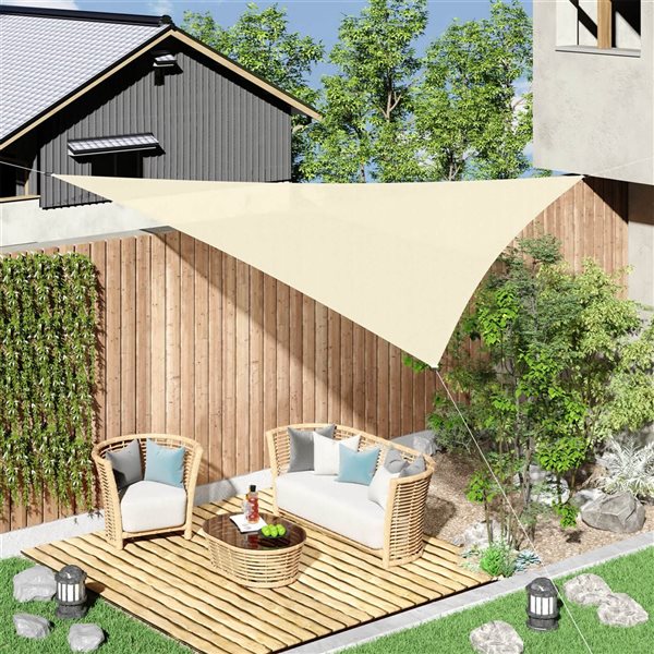 Outsunny Triangle 10 x 10 x 10-ft Patio Sun Shade - Cream