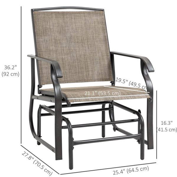 Outsunny Outdoor Glider Chairs - Brown - 2/Pk