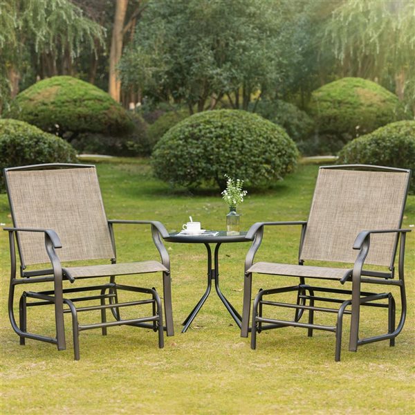 Outsunny Outdoor Glider Chairs - Brown - 2/Pk