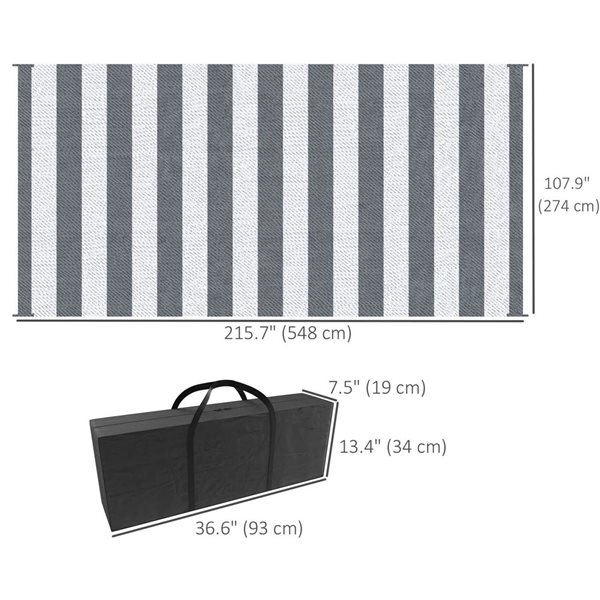 Outsunny 9 x 18-ft Reversible RV Rug - Grey/White