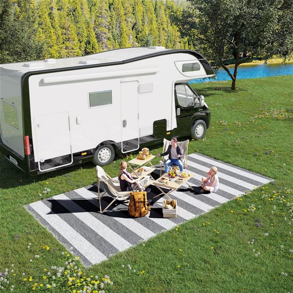 Outsunny 9 x 18-ft Reversible RV Rug - Grey/White